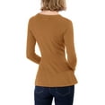 thumbnail image 4 of INSPIRE CHIC Women's Peplum Sweater V Neck Long Sleeve Ribbed Knit Tops M Brown, 4 of 9