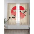 thumbnail image 2 of Sheer Curtains 72 Inches Long 2 Panels Set for Bedroom, Vintage Birds Red Sun Semi Sheer Curtains for Windows, Retro Art Animals Rustic Voile Window Treatments Rod Pocket Curtain, 2 of 7