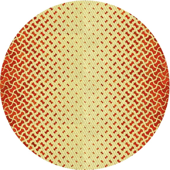 Ahgly Company Indoor Round Patterned Orange Red Orange Area Rugs, 3' Round