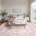 thumbnail image 2 of KoshiMe Washable Area Rug 6'x9', Non-Slip Soft Vintage Distress Floral Rugs for Living Room, Stain Resistant Low Pile Medallion Carpet for Dining Room Office, Gray Pink, 2 of 9