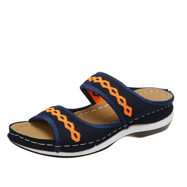 CEHVOM Chaussures pour Femmes Ajourées Tricot Crochet Fleur Confortables Talon Compensé Pantoufles Sandales