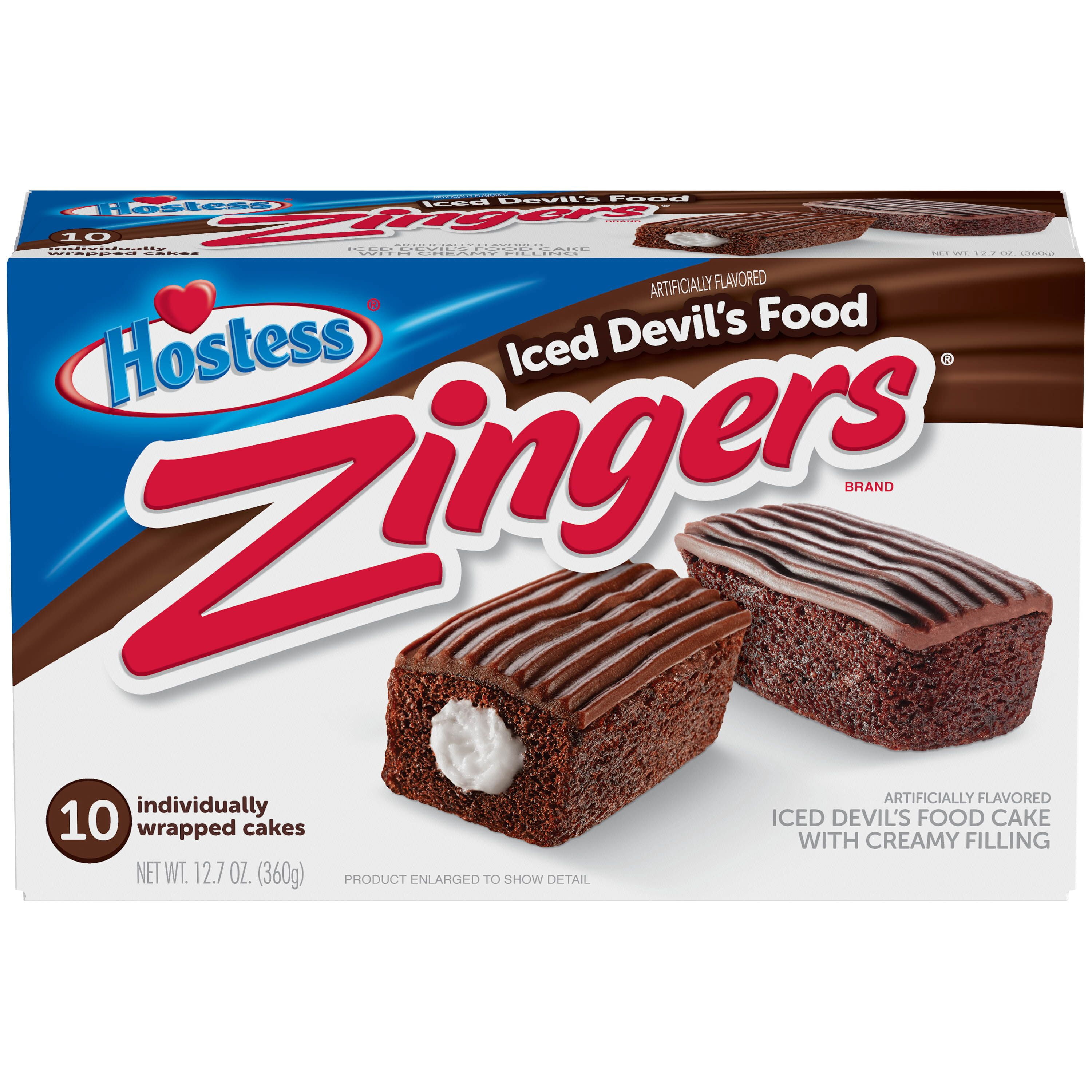 (60 Pack) Hostess Devil's Food Zingers, Chocolate Snack Cakes, 1 Count Bags