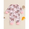 thumbnail image 6 of BemeyourBBs Western Baby Clothes Newborn Baby Boy Girl Cowboy Cowgirl Outfit Romper Cattle Print Long Sleeve Zip-up Full Length Jumpsuit Spring Fall Winter Clothes, 6 of 9