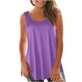 thumbnail image 2 of Miluxas Tank Tops for Women Sleeveless Crew Neck Workout Yoga Shirts Summer Casual Beach Vacation Undershirt Flowy Blouses Purple-A 12(XXL), 2 of 6