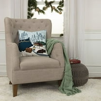 Rizzy Home Holiday Blue/Multicolor Campsite Cotton 20"x20" Poly Filled Decorative Throw Pillow