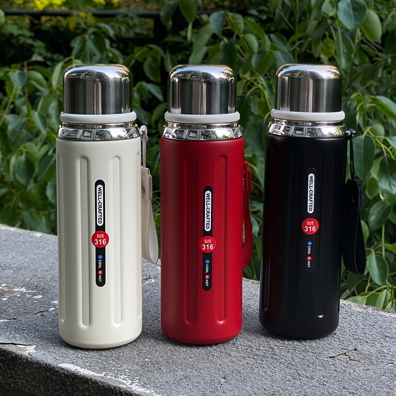 316 Insulated Water Bottle Double-Wall Vacuum Insulated Reusable Cup with Leak-Proof Flip-Top Lid & Strap for Outdoor Gym