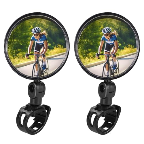 Bike Mirror,Bicycle Cycling Rear View Safe Mirrors,Adjustable Rotatable Handlebars Mounted Plastic Convex Mirror for Mountain Road Bikes