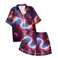 thumbnail image 4 of Pyjamas pour Bébé Fille Shorts à Boutons Ensemble Imprimé Étoile Haut Mode Manches Courtes Col Rabattu Vêtements pour Adolescente Violet 6-7 Ans, 4 of 4