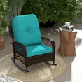 thumbnail image 2 of Outsunny Chaise Berçante en Rotin avec Coussin Doux pour Jardin, Turquoise, 2 of 10