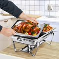 thumbnail image 2 of Bufeteras de Acero Inoxidable de 8 Qt, 4 PZ Chafers para Buffet Profesional,Calentador de Alimentos Plegable para Banquetes, Fiestas y Bodas (con 8 pz clip de comida), 2 of 8