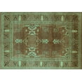 thumbnail image 1 of Ahgly Company Machine Washable Indoor Rectangle Oriental Turquoise Blue Industrial Area Rugs, 7' x 9', 1 of 4