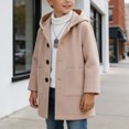 thumbnail image 2 of OJSFQUFP Boys' Hooded Single Breasted Solid Color Elegant Coat Versatile Wool Trench Coat for Toddlers and Preschoolers, 2 of 7