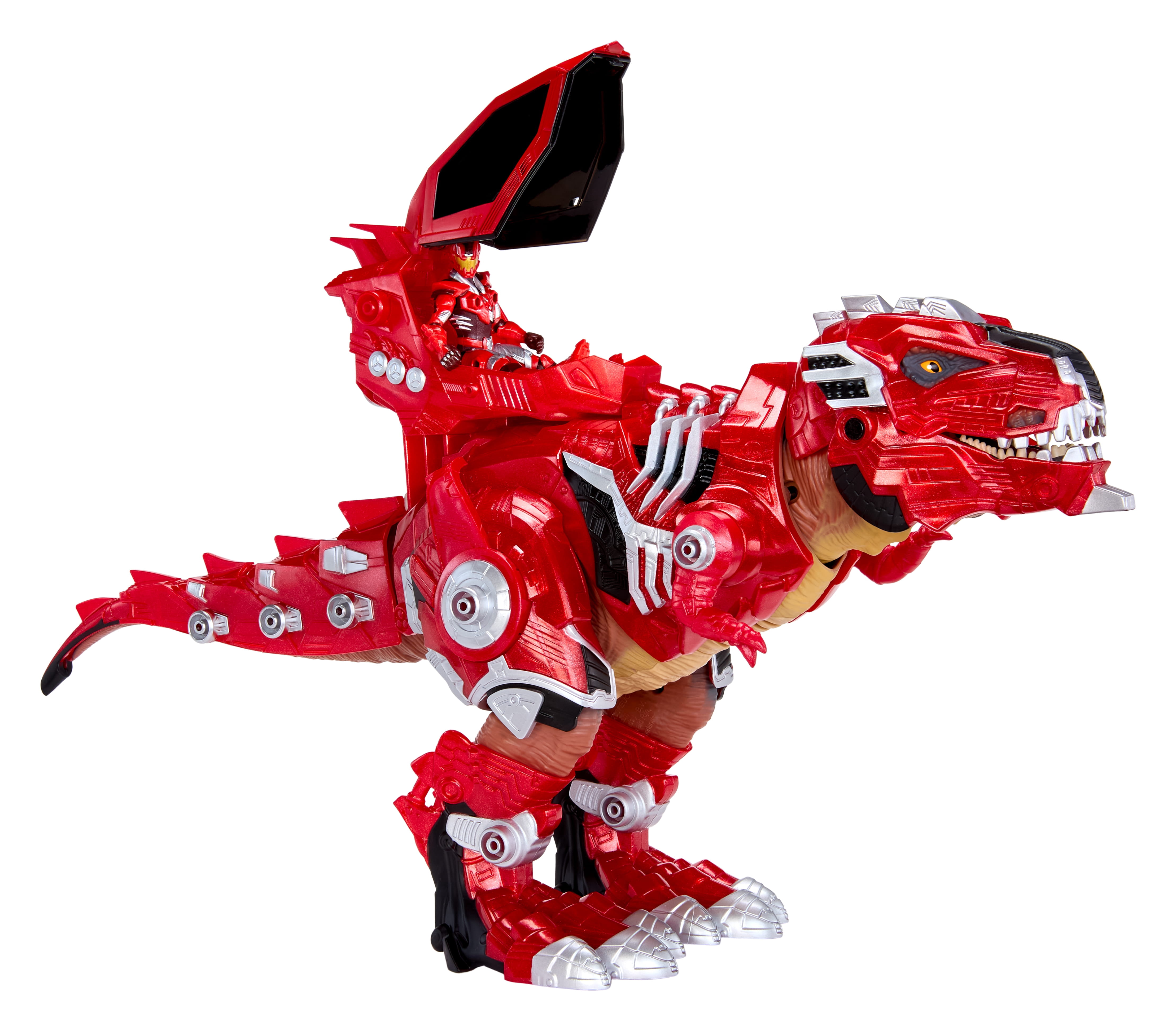 Armorsaurs Armor-Up T-Rex Dinosaur Ajax Toy Figure with 7 Removable Armor Pieces, Tail-Triggered Chomp, Pilot Pod Compatible, Kids, Boys, Girls, Ages 6+