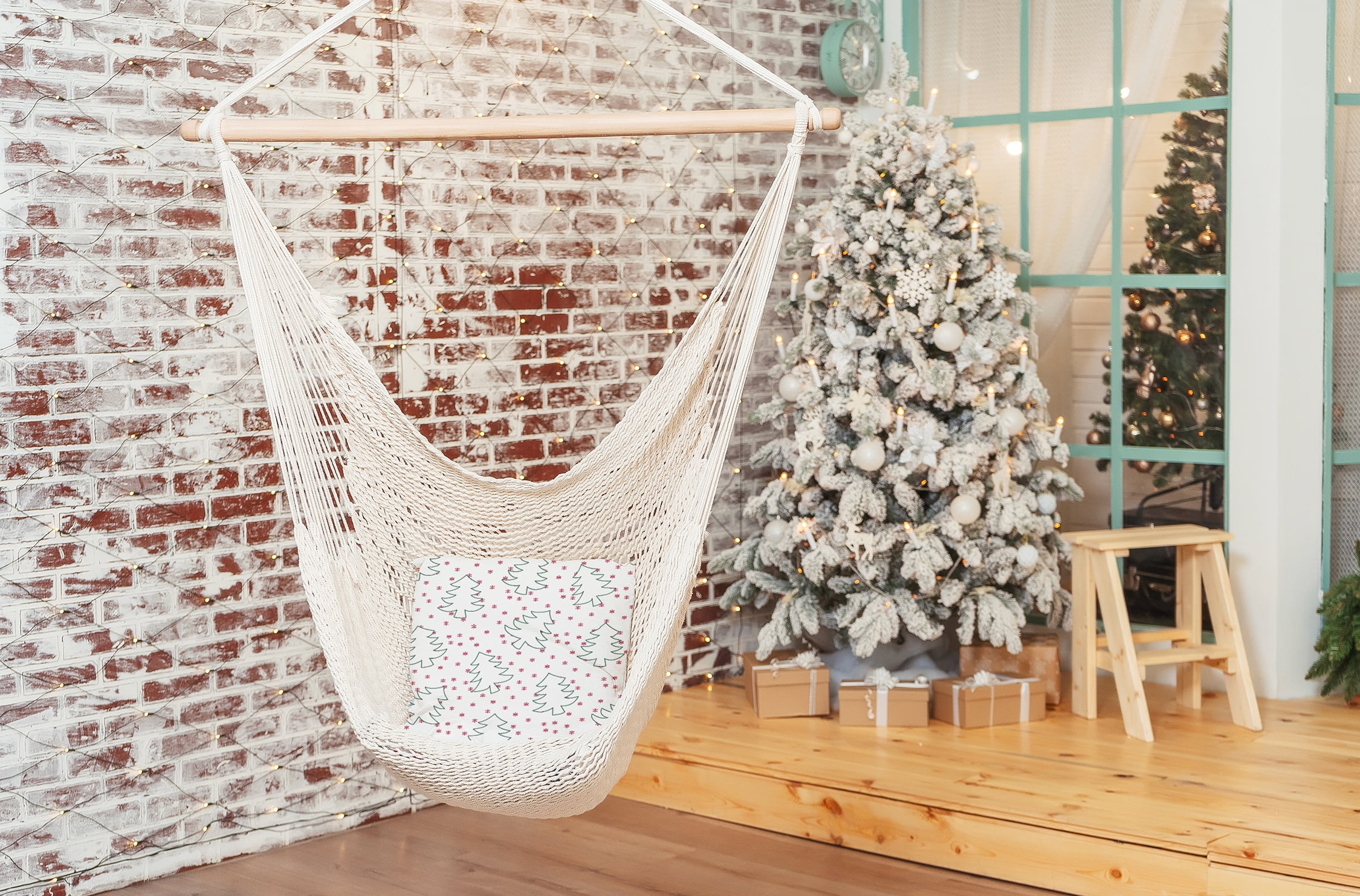 20" x 20" Simply Daisy Tree Outlines Polyester Indoor/Outdoor Pillow, Christmas Pink Qty 1