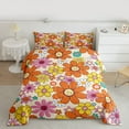 thumbnail image 2 of Homewish Kawaii Blossom Bedding Comforter Set,Cute Flower Floral Twin Comforter Sets,Orange Yellow Bedding Set For Girl Teens,Super Cozy Room Decor Reversible,2pcs, 2 of 8