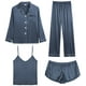 thumbnail image 1 of Conjunto de pijama SWOMOG Satin para mujer, 4 unidades, gris oscuro, talla XL, 1 of 6