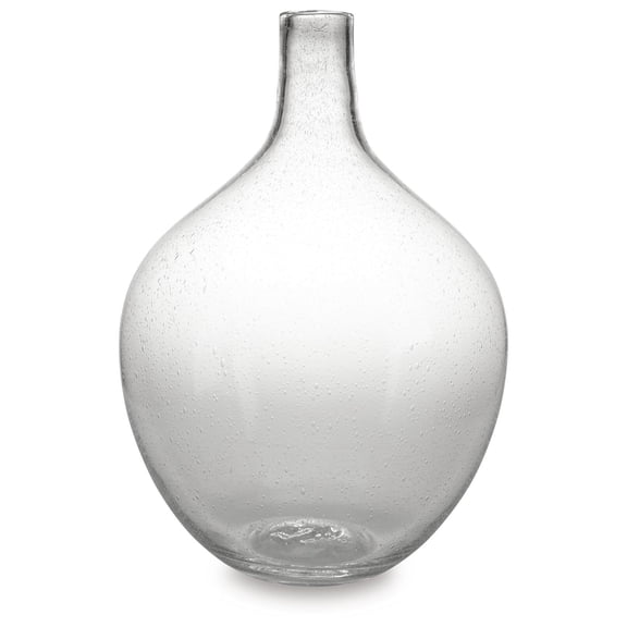 Signature Design by Ashley Kurthorne 15" Glass Vase, Clear Seeded Indoor/Outdoor