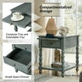thumbnail image 5 of 26" Modern End Table Solid Wood End Table Set of 2 with Drawer Tray USB for Living Room Blue, 5 of 8