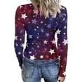 thumbnail image 6 of Sewkxo Women Tshirt Fashion 250th Anniversary American Independence Day Graphic Crewneck Pullover Top Spring Summer Loose Fit Casual Long Sleeve Tops,Deep Red 2XL, 6 of 6