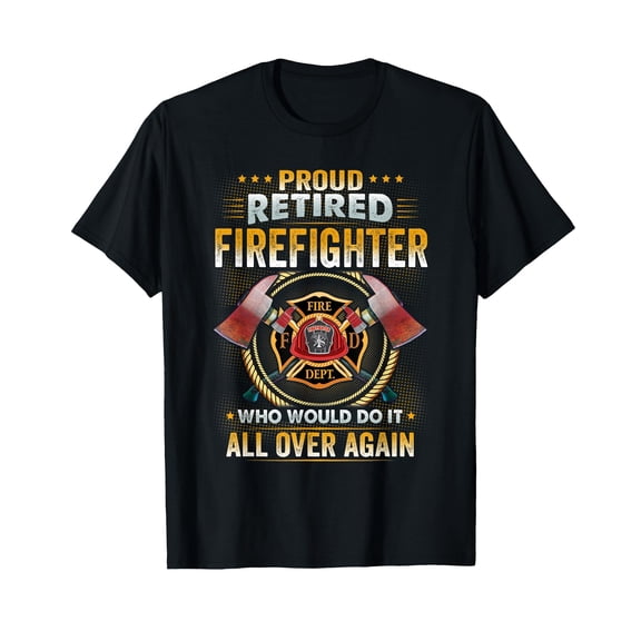 Proud Retired Firefighter Emblem T-Shirt - Celebrate Your Service with Style