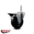 thumbnail image 2 of 4 Inch Hard Rubber Wheel Swivel 3/4 Inch Threaded Stem Caster with Brake SCC, 2 of 2