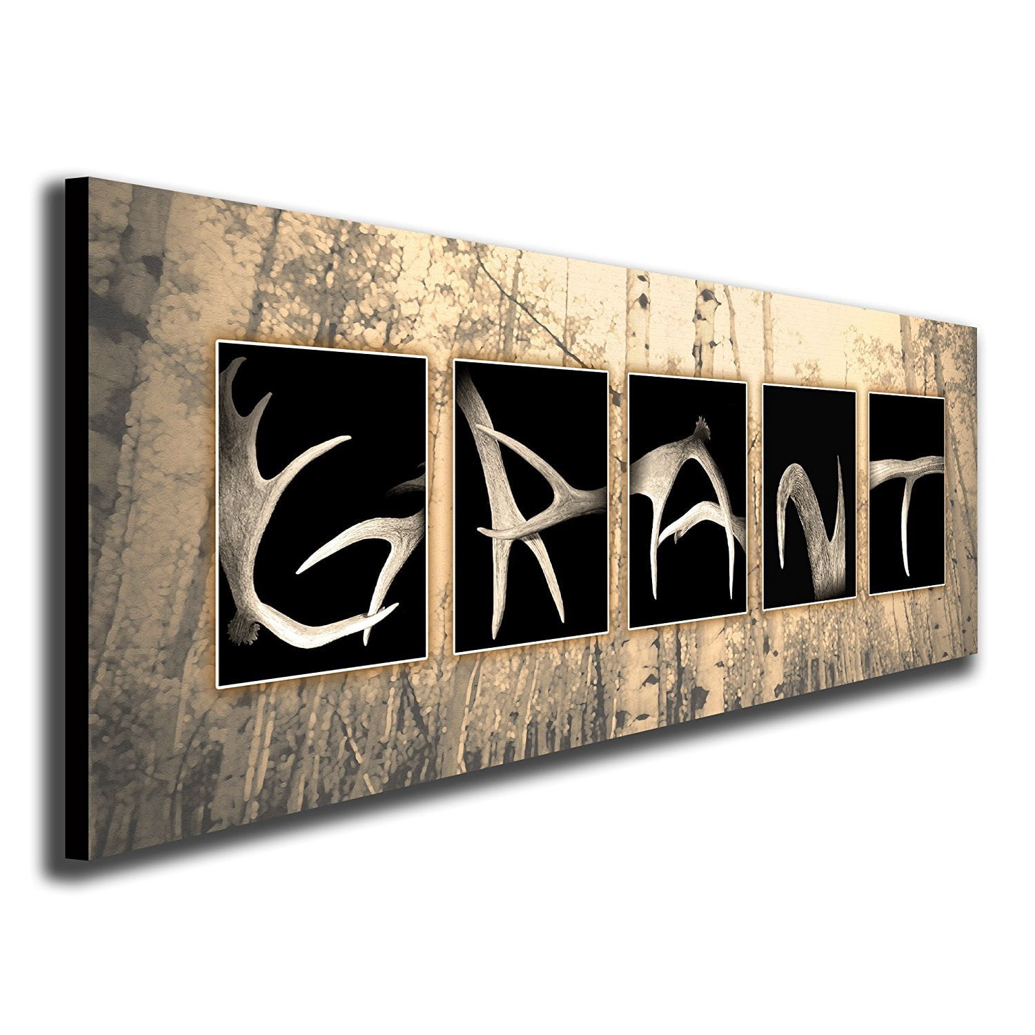 Personalized Antler Name Canvas Wall Art, Live Previews, Choose Each Photo, Multiple Options