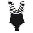 thumbnail image 4 of TEVEQ Women's Slimming One Swimsuit with Ruffles and Straps One Piece Swimsuit Women Tummy Control Slimming Cheeky Modest 2025 Trendy Swim Suits for Women 2025 Bathing Suit for Women One Piece, 4 of 4
