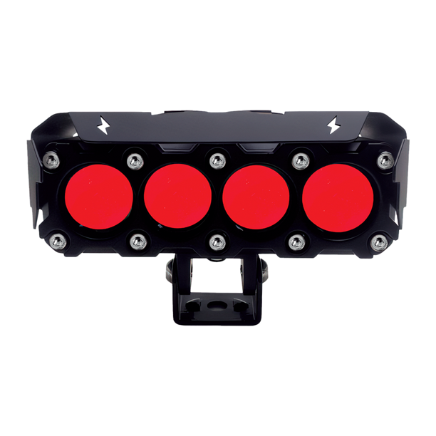Faro LED para moto Rasen rectangular 4 ojos de diablo 3200LM 4 LED con lupa 12-30V 60W rojo