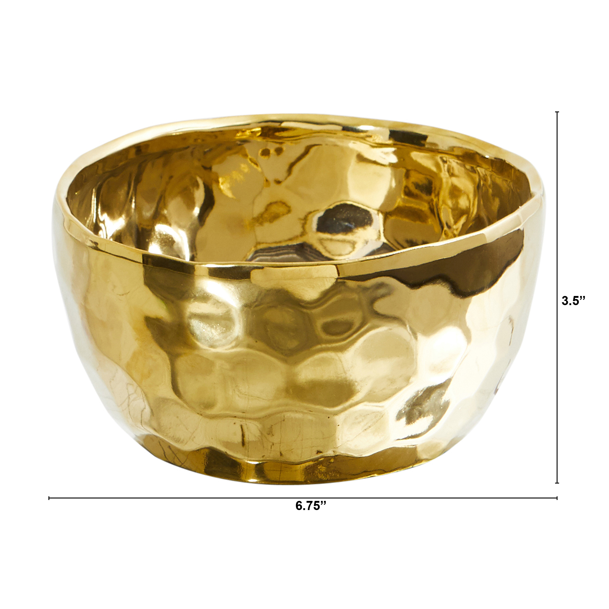 Nearly Natural 6.75" Ceramic Designer Gold Bowl