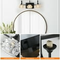 thumbnail image 6 of 3-Light Bathroom Light Fixtures, Black Modern Bathroom 17.3in Vanity Lights with Flower Glass Shade, Bathroom Wall Lamp for Mirror Cabinet Porch, E12, 6 of 8