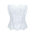 thumbnail image 4 of KHONTS Corset Top for Women Textured Sheer Floral Lace Bustier Cincher Lace-Up Corset Halloween Overbust Tops White L, 4 of 4
