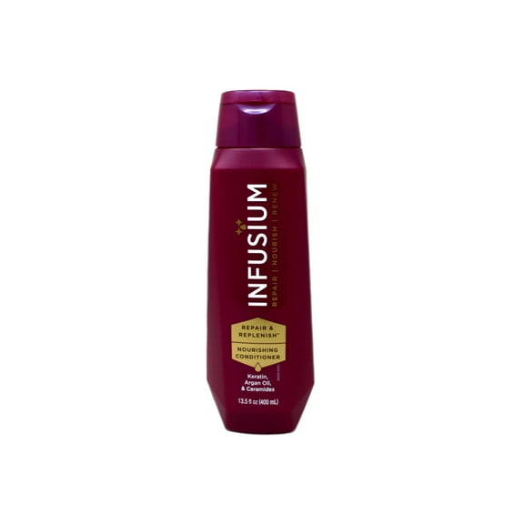 Infusium Repair & Replenish Conditioner, Nourish, Renew, with Keratin, Argan Oil, Ceramides for Dry, Damaged Hair, 13.5 Fl Oz - 18 Pack