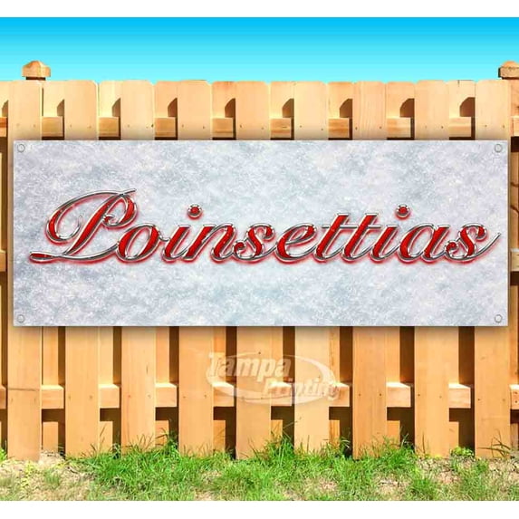 Poinsettias Red & Chrome 13 oz Vinyl Banner With Metal Grommets