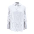 thumbnail image 4 of CIENVNSTG Cotton Linen Button Down Shirt for Women Henley Long Sleeve Blouses Lightweight Spring Summer Loose Solid Casual Work Tops White M, 4 of 5