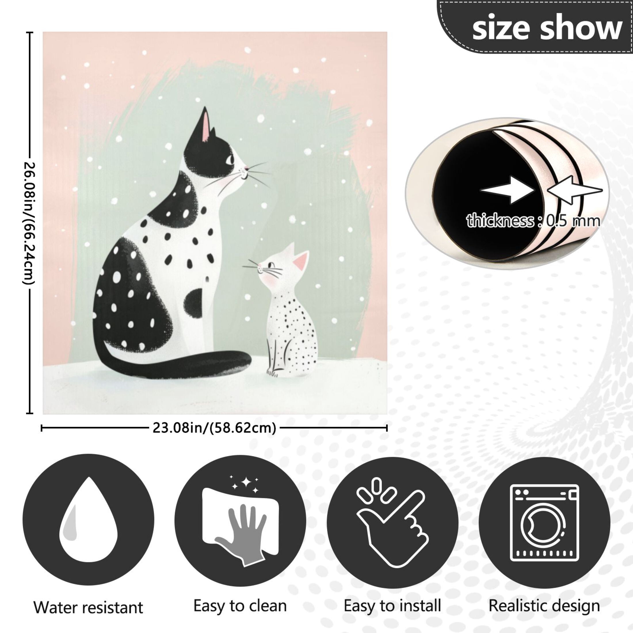Dishwasher Magnetic Sticker 23x26 Inch Refrigerator Magnetic Sticker Washing Machine Magnetic Sticker Kitchen Panel Magnetic Sticker Home Decor Spotted Cats and Snowflakes