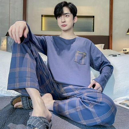 

New 2022 Spring Men Pajamas Long Sleeve Male Pajama Set Men Pure Full Cotton Pajamas For Men Sleepwear Suit homewear 4XL