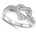 thumbnail image 4 of Heart Tangled Weave Clear CZ Promise Ring .925 Sterling Silver Band White Jewelry Female Size 5, 4 of 4