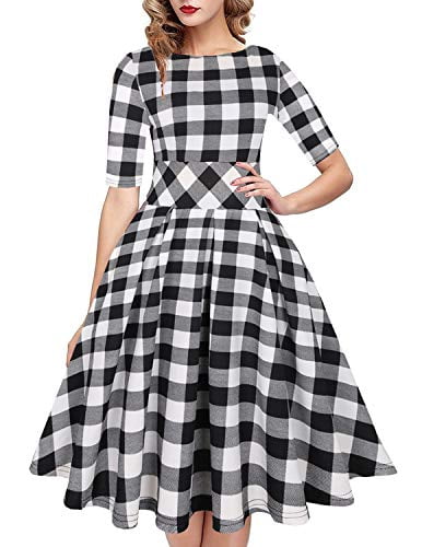 plaid 50s dress