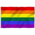 thumbnail image 1 of Bandera del orgullo arcoíris resistente a la intemperie, de gran tamaño, con ojales de latón, material de poliéster y doble costura para uso en interiores y exteriores, para celebrar la diversidad, 1 of 8