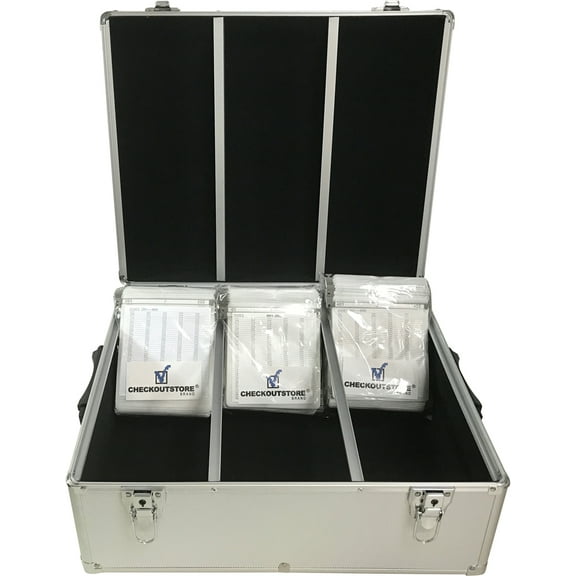 (1) CheckOutStore Aluminum CD/DVD Media Hanging Sleeves Storage Box (Holds Up To 600 Discs) (Silver)