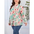 thumbnail image 5 of CLOOCL Women Plus Size Blouses Small Broken Flower Pattern Printed V-Neck Long Sleeve T-Shirt Female Fashion Big Size Tops, 5 of 9