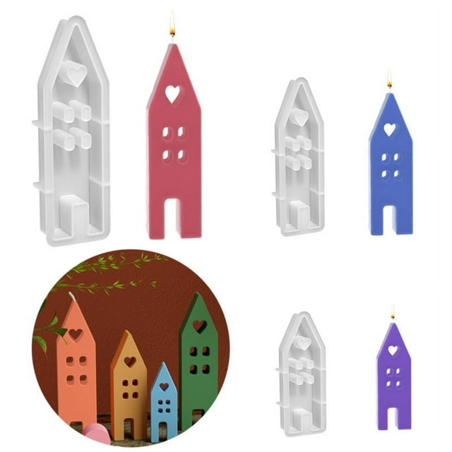 3 piezas Art House molde de silicona DIY vela artesanía resina fundición hormigón jabón arcilla perfecto DIY molde para artesanos decoración del hogar regalos