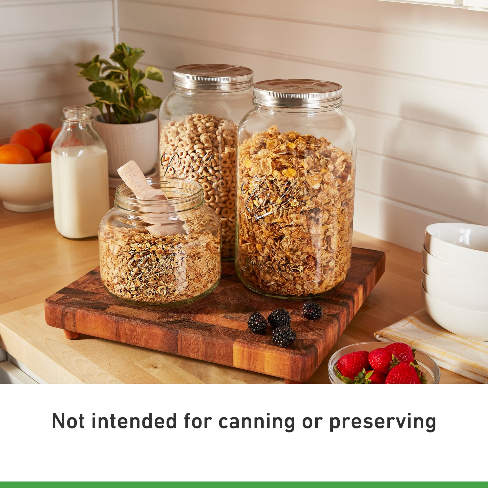 (2 pack) Ball Decorative Mason Jar with One Piece Stainless Steel Lid, gal. (128oz.)