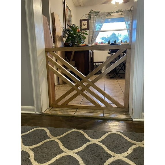 Stumps Custom Wood Stylish Geometric Design Baby/Pet Gate - Safe and Secure Home Protection 50 Inches Height x 44-46 Inches Width