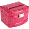 thumbnail image 1 of 3 Layers Jewellery Necklace Ring Storage Box with Modern Buckle Closure[Rose Red], 1 of 5