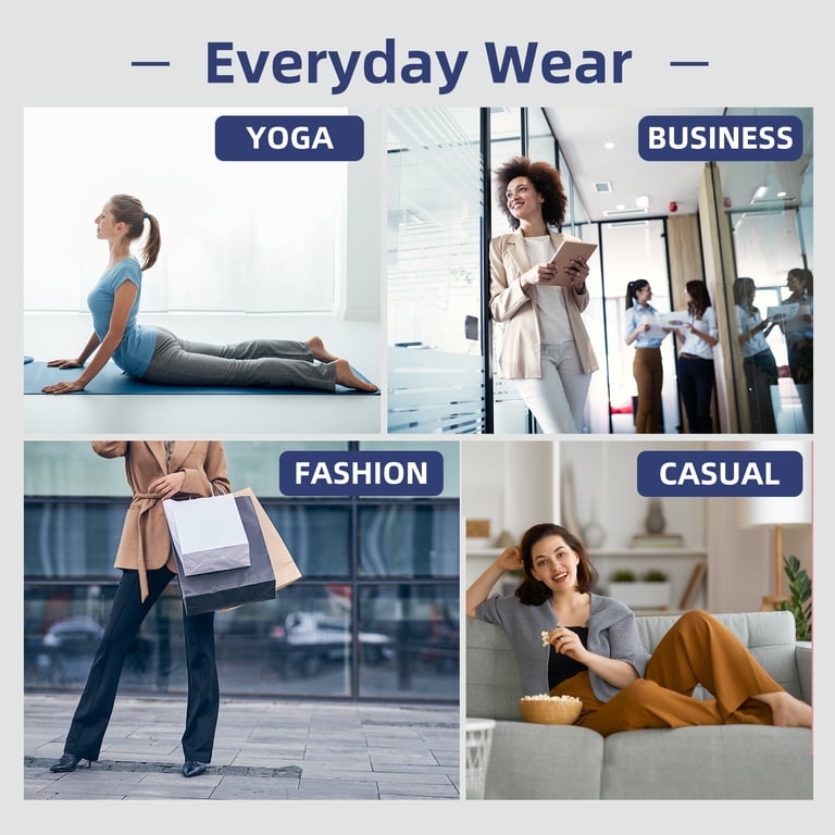 baleaf Dames wijd uitlopende legging yogabroek met zakken bootcut broek crossover hoge taille work-out-27/29/32/34, 3XL