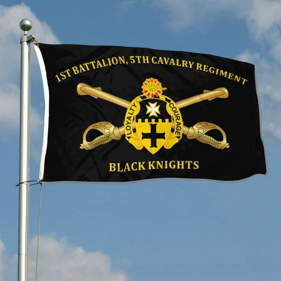 1st Battalion 5th Cavalry Regiment Black Knights 1st Cavalry Division US Army Flag 3x5Feet Outdoor Indoor Decoration Flag with Brass Grommets