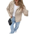 thumbnail image 2 of Women's Beige 2 in 1 Thermal Knit Textured Hooded Jacket – Cozy Casual Layer for Fall & Autumn | L, 2 of 5