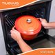 thumbnail image 3 of Olla holandesa de hierro fundido con tapa – Cacerola esmaltada antiadherente apta para horno – Batería de cocina resistente para horno holandés – Naranja, 7.3 cuartos, 30 cm – de Nuovva, 3 of 5