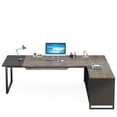 thumbnail image 6 of KIOOTTO 70.8" L-shaped desk + 55" file cabinet: industrial style, dual-zone workspace, ample storage. Durable wood/steel, Retro Gray & Black finish—ideal for home/corporate use., 6 of 7